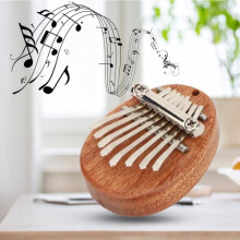 Daumenklavier mit 8 Tasten, Mini, tragbar, aus Acryl, Dekoration, Geschenk, Musikinstrument (oval aus Rohholz)