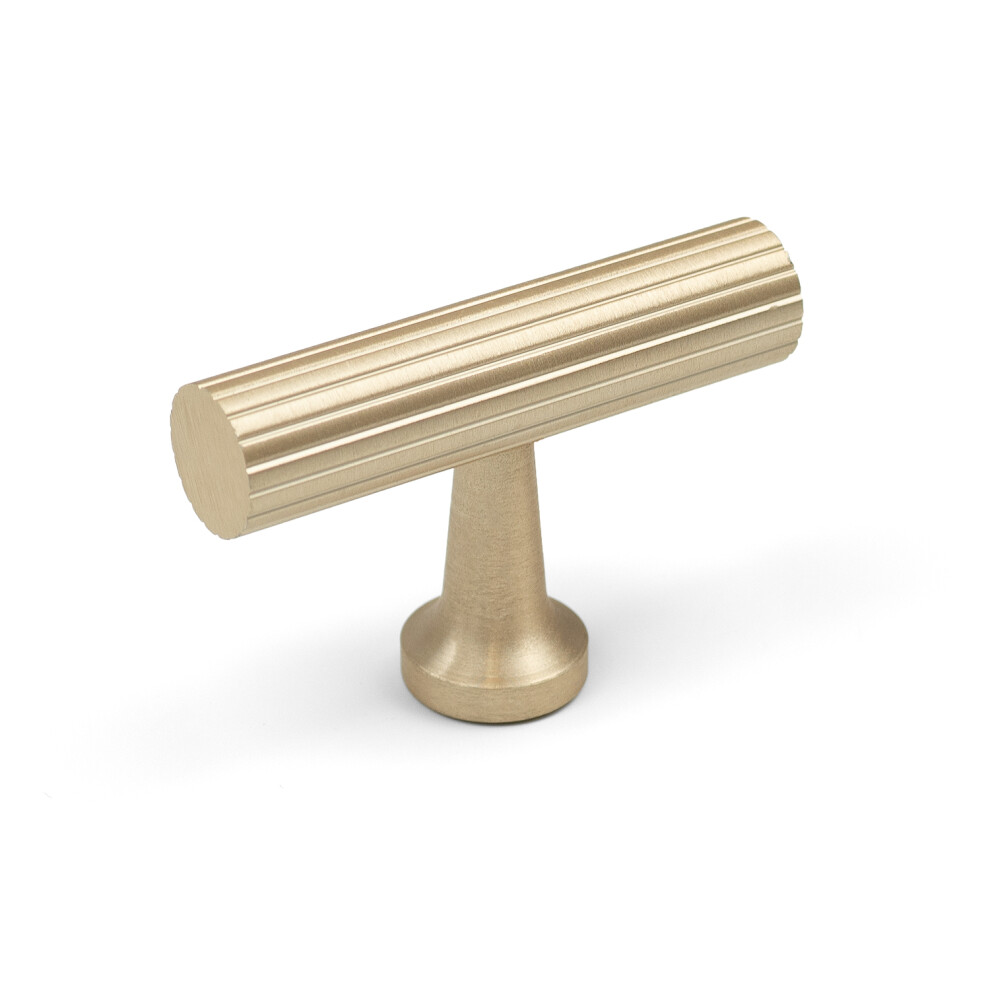 Handle & Home 50Mm Brushed Brass Reeded T-Bar Cabinet Pull