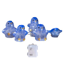 Set of 5 Battery Operated Light up Acrylic Christmas Penguins with LEDs
