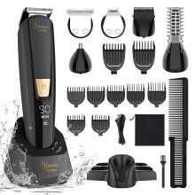 Hatteker Body Grooming für Männer Körper-Trimmer Haarschneider Set 5 in1 Mit Doppelsockel