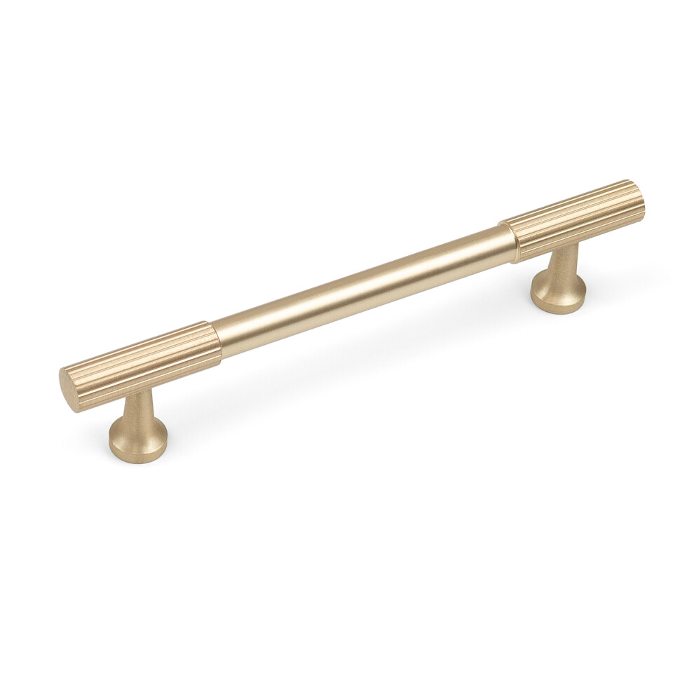 Handle & Home Brushed Brass Subtle Reeded Detail Cabinet Handle - Image 2