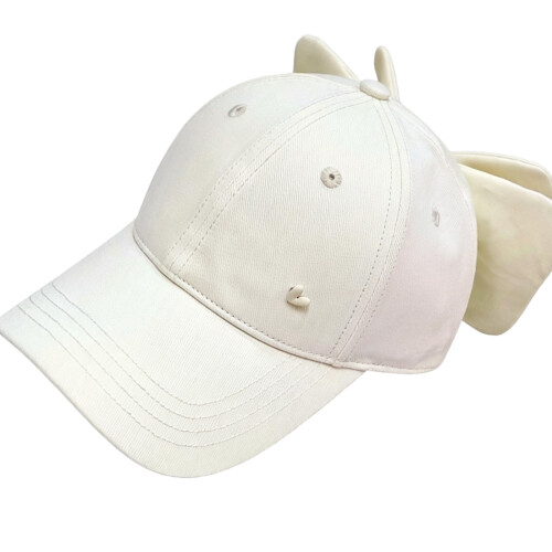 Baseballmütze aus Baumwolle mit Schleifendekoration,-Weiß