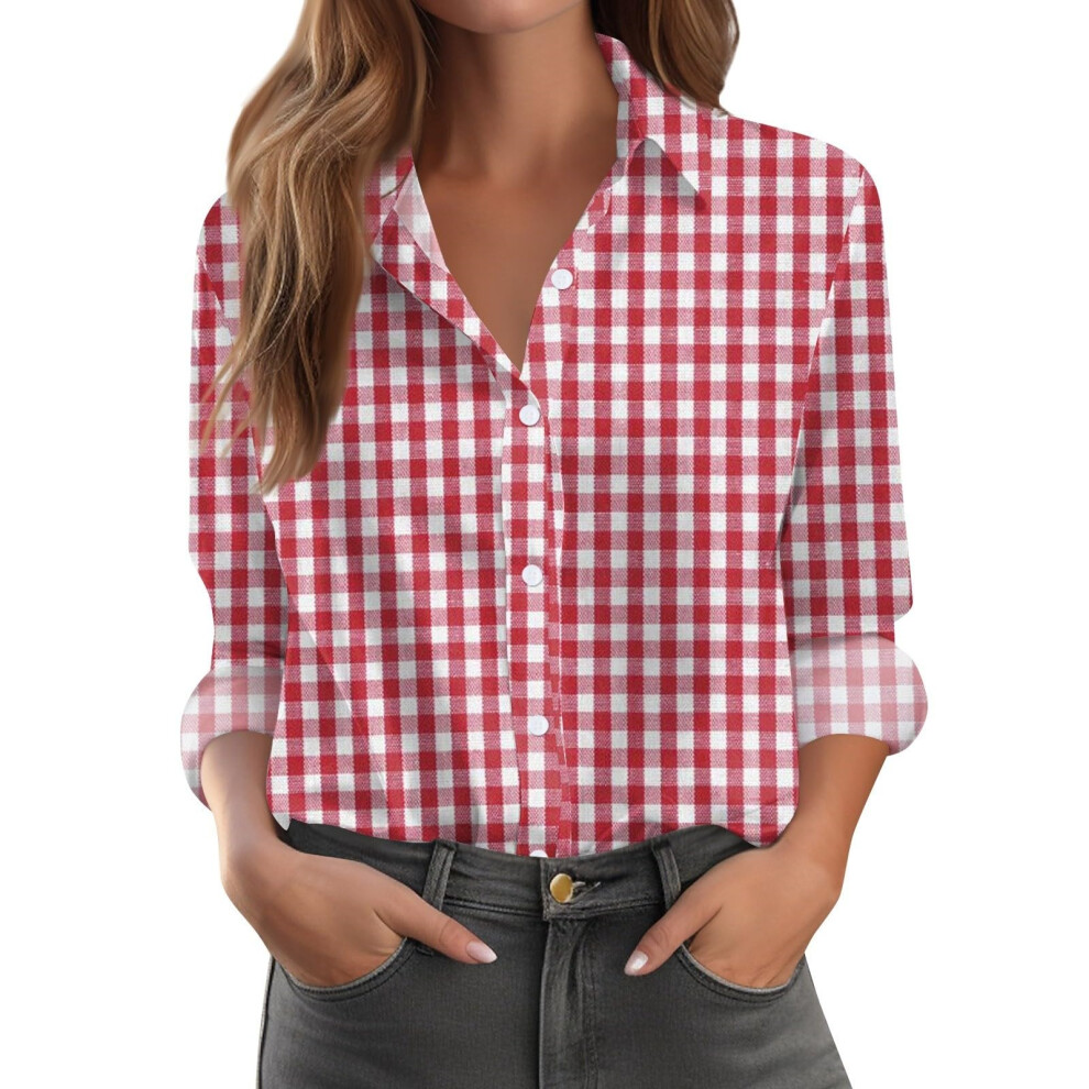 Women's long-sleeved tie-dye print shirt, stylish lapel,-Pink S
