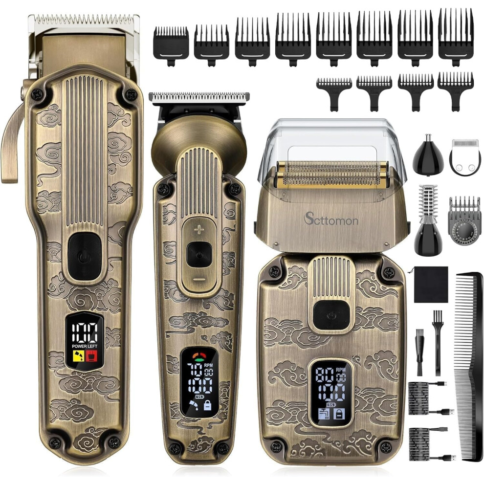Hatteker Hair Clipper Beard Trimmer Foil Shaver For Men Grooming Kit Cordless