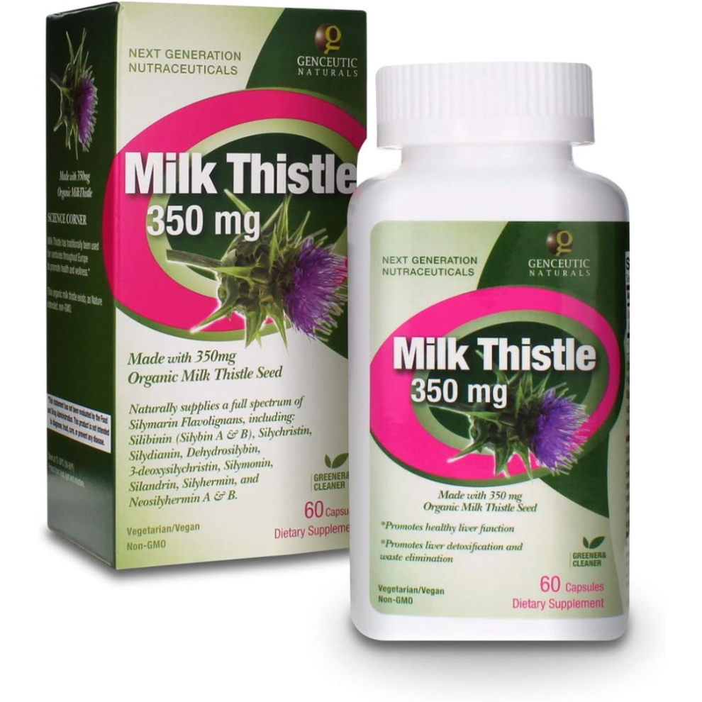 Genceutic Naturals Organic Milk Thistle 350Mg Capsules - 60 Count