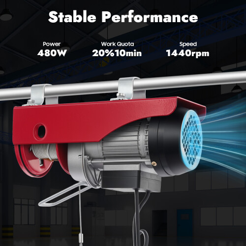 electric winch 220lbs engine hoist with remote control 2