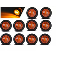 10 Mini-LED-Knopfmarkierungsleuchten 24V Orange Rund 3/4 Zoll Seitenmarkierungsleuchten für LKW, Anhänger und Zugmaschinen
