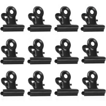 Kleine Büroklammern, 50 Metallklammern, 22-mm-Bulldog-Büroklammern, schwarze Scharnierklammern für Lebensmittelbeutel