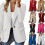 Women Long Sleeve Notched Lapel Button Work Office-apricot S 4