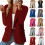 Women Long Sleeve Notched Lapel Button Work Office-apricot S 5