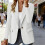 Women Long Sleeve Notched Lapel Button Work Office-apricot S 6