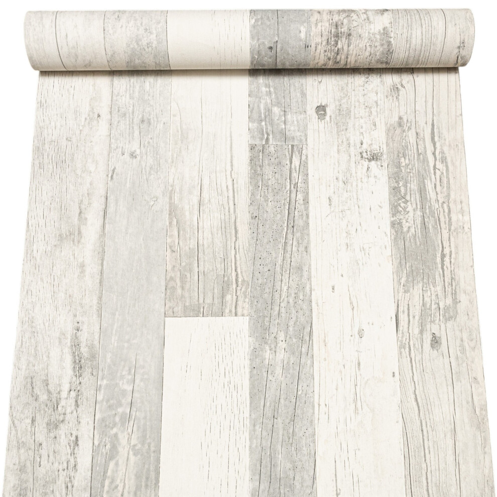 Off White Wooden Planks Effect Wallpaper Feature 5061103678256