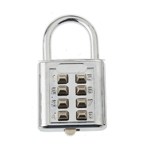 8-Digit Portable Mechanical Plated Combination Lock Silver 35mm/6.1 x 3,5 x 1.1 cm