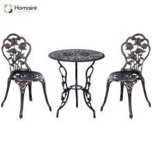 Gartenmöbel-Set für 2 Personen: Sitzgruppe mit Tisch und Stuhl in Bronze für Balkon