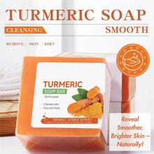 (1PCS) Turmeric Soap Bar Turmeric Essence Extract Shrink Pores Cleanses Skin Face Body
