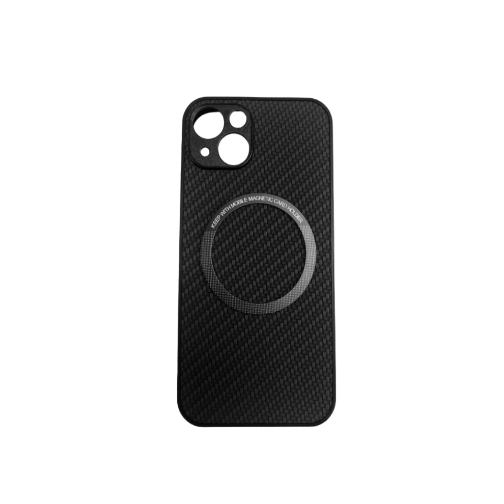 Photos - Case Carbon Fiber Magnetic Phone Charging for iPhone Black M iPhone 13 Black IS-ADL8893-11D