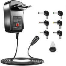 30-W-Universal-Netzteil (AC/DC) 3 V / 4,5 V / 5 V / 6 V / 7,5 V / 9 V / 12 V mit 6 austauschbaren Steckern
