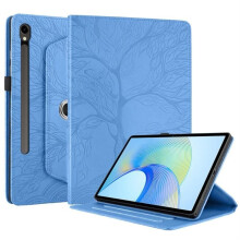 Schutzhülle für Samsung Galaxy Tab S9 FE 10,9" mit 360 drehbarem Ständer, PU-Leder, Brieftaschen-Design, Tablet-Hülle, Blau