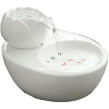 Cat Fountain Ceramic Pet Water Dispenser - Lotus Vertical Drinking Fountain for Cats