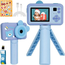 Digitalkamera für Kinder von 3 bis 12 Jahren (Jungen und Mädchen), mit 2-Zoll-Bildschirm (1080p HD), stoßfest, inklusive Stativ und Filmkassette