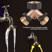 Y-förmiger 2-Wege-Wasserhahnadapter aus Messing, 3/4"-Schlauchanschluss für die Gartenbewässerung (europäischer Standard)