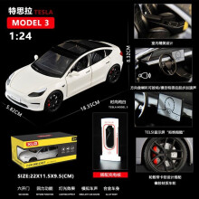 YIBUJIAZU Tesla-Modellfigur im Maßstab 1:24 aus Metall, Modell eines Elektroautos, weiße Edamame, 18,35 cm