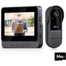 43-Zoll-Video-Türklingel, drahtlose Video-Gegensprechanlage, Türklingelkamera mit Monitor, Personenerkennung, 64-GB-Gegensprechanlage