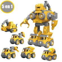 Spielzeug – AMOUNE – 5-in-1-Roboter-Baufahrzeug – mit Geräuschen und Lichtern