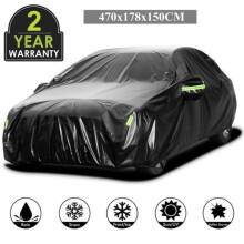 Autoabdeckung – 470 x 178 x 150 cm – 210T wasserdichte Schutzhülle für Limousinen – Schwarz