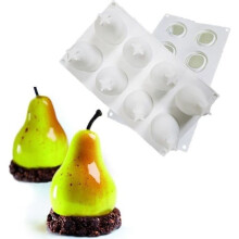 3D-Silikonform für Obstkuchen, Apfel, Zitrone, Birne, Kirsche, Mousse, Schokolade – Typ 8-Loch-Birnenform