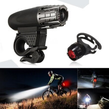 USB-wiederaufladbare LED-Fahrradbeleuchtung, Fahrradscheinwerfer + Rücklicht-Set