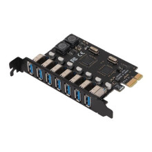 Zerodis PCI Express-Karte, PCIe-zu-USB-3.0-Erweiterungskarte, 5 Gbit/s Hochgeschwindigkeit, 4-A-Stromversorgung über PCB-Chip mit