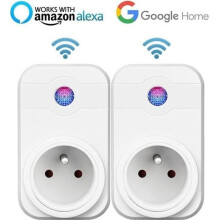 Intelligente Steckdose, WLAN-fähige Steckdose, kompatibel mit Android, iOS und Alexa, fernsteuerbar (2er-Pack)