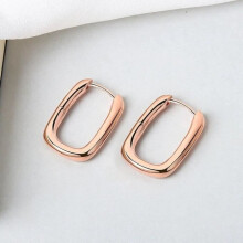 Geometrische O-förmige Ohrringe in Roségold für Damen • Rechteckige Creolen in Silber • Geschenk für Sie