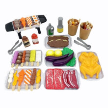 Grillspielset, Spielzeug-Lebensmittelset, Grillspielzeug, BBQ-Set, Küchenutensilien, 55-teilig
