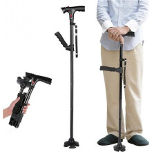 Verstellbarer Gehstock, ausziehbar von 86 bis 96 cm – mit LED-Licht und Sicherheitsalarm – Gehstock, Handstock, Gehhilfe