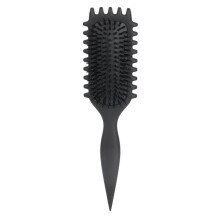Krulborstel, stylingborstel met everzwijnhaar, ontwarrende en stylende haarborstel voor vrouwen, zwart