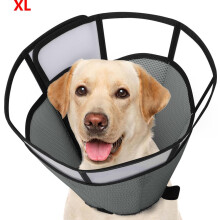 Halsbånd til hund XL, grått hundehalsbånd, pustende, flere størrelser, lett og komfortabel, beskyttende halsbånd