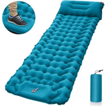 Saltea de camping, saltea gonflabilă de 9 cm cu grosime, cu presă pentru picioare cu pernă de aer, saltea de camping ultraușoară și