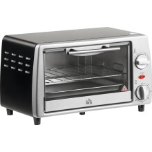 Mini-Backofen 10 l, 750 W, 100–230 C, 60-Minuten-Timer, mit Backblech, Grillrost und herausnehmbarem Bodenblech, Pizzaofen silberfar