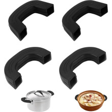 Cabos de silicone para panelas, cabos protetores, em formato de U, resistentes a queimaduras e altas temperaturas, pretos.