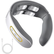 Draadloze nekmassager met verwarmingsfunctie, 9 intensiteitsniveaus, 4 opzetstukken