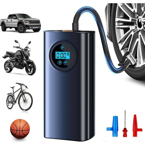 Compressor de ar sem fio para carro, visor digital, pressão inteligente, bomba de ar com visor digital e parada automática.