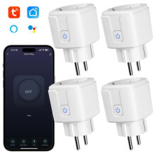 4-osainen 16A älypistorasia sovellusohjauksella, WiFi-pistorasia, älypistoke, yhteensopiva EU-pistorasioiden kanssa, ajastin, Alexa ja