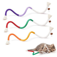 Ensemble de 3 jouets pour chat, corde à mùcher de 70 cm, bùtonnet à mordiller, jouet d'éveil, jouet pour l'hygiÚne dentaire des chatons