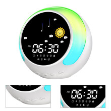 Réveil pour enfants avec capteur tactile lumineux, 8 sons apaisants, fonction d'enregistrement, verrouillage enfant et minuterie de som