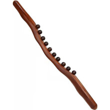 Bâton de massage Gua Sha en bois de hêtre de 58 cm, 31 billes mobiles, idéal pour le sport, le fitness, le bureau et la maison.