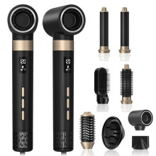 Multifunctionele föhn van 1600 W, geschikt voor stijlen en krullen, hete lucht, anti-frizz, inclusief 8 opzetstukken.