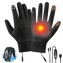 Beheizbare Handschuhe, USB-beheizbare Handschuhe, Winterhandschuhe mit Touchscreen und 3 Temperaturstufen, wasserdicht, zum Radfahren u