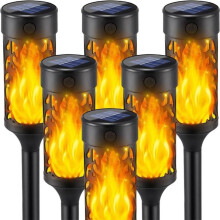 Rund LED-solcellelampe, værbestandig, 6–12 timers lystid, 5,8 x 5,8 x 50,8 cm, solcellelamper, energisparende og robust, hage og balko